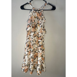 Wallflower White Orange Floral Halter Dress Medium